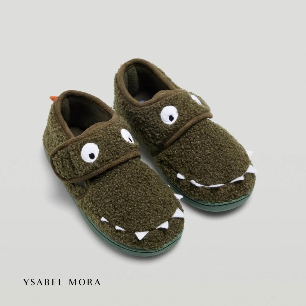 Zapatillas de casa dino infantiles cierre adherente - Ysabel Mora
