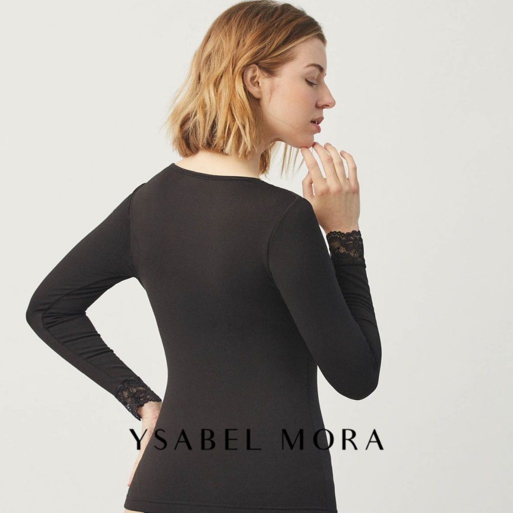 Camiseta Térmica Encaje Manga Larga Mujer - YSABEL MORA