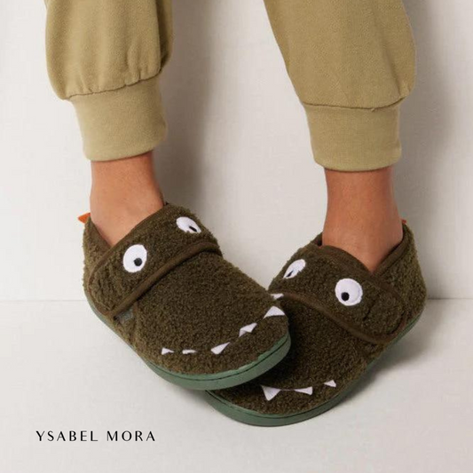 Zapatillas de casa dino infantiles cierre adherente - Ysabel Mora