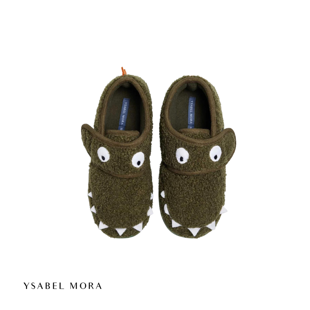 Zapatillas de casa dino infantiles cierre adherente - Ysabel Mora