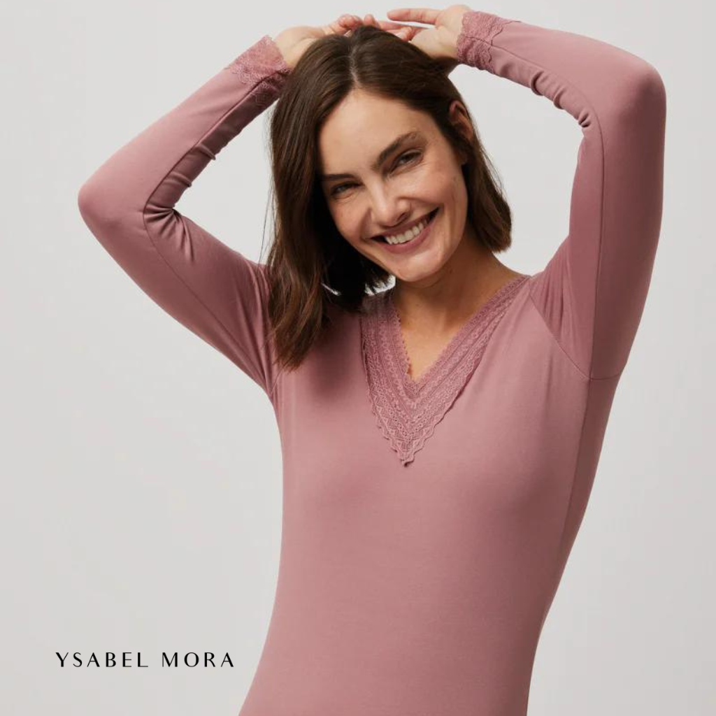 Camiseta Térmica Manga Larga y Cuello Pico Mujer - YSABEL MORA